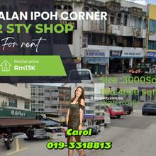 Corner High Traffic Jalan Ipoh 2 Storey  Shop  For Rent 