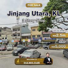 Jinjang Utara, KL 3 Story Shop for Sales