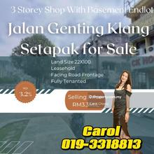 3 Storey Shop Lot with Basement End Lot Genting Klang Setapak