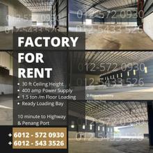 Factory want to rent at Perai / Prai Butterworth
