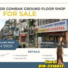 Limited Sri Gombak @ Ground Floor Shop For Rent 