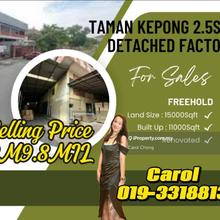 Freehold Taman Kepong 2.5 Storey Detached Factory