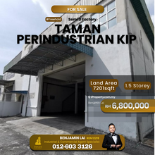 Taman Perindustrian Kip 1.5 Storey Semi Detached Factory for Sale