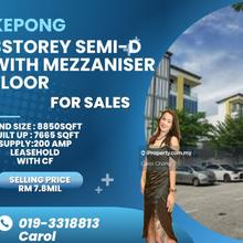 Perindustrian Desa Aman Kepong 3 Storey Semi-D Factory For Sales