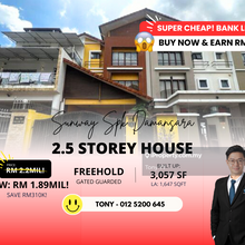 Earn Rm310k! Bank Lelong 2.5 Storey Terrace @ Sunway Spk Damansara