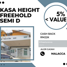 Below Value 5% Cash Back rm22k Freehold Semi D Kasa Height Alor Gajah