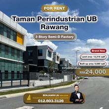 Taman Perindustrian Ub, Rawang 3 Story Semi-D Factory For Rent