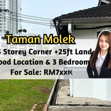 Taman Molek, 1.5 Storey Corner with 25ft Land, Good Location, 3 Bed