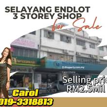 Endlot 3 Storey Shop Selayang For Sales