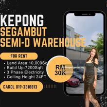 Medan Niaga Kepong  Segambut Semi-D Factory For Rent 
