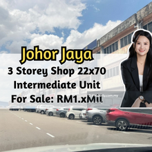Johor Jaya, 3 Storey Shop Lot 22x70, Intermediate Unit, Freehold