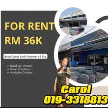 Good Condition Batu Caves 1.5 Sty joinning unit Link Factory For Rent 