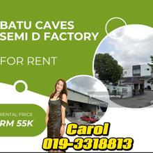 Limited Batu Caves 2 Storey Semi-d Fctory For Rent 