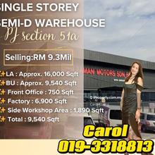 Petaling Jaya Single Storey Semi-D Warehouse For Sales