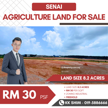 Senai 8.2 Acres Agriculture zoning Industrial Land for Sale