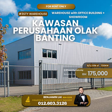 3sty Warehouse for Rent, Kawasan Perusahaan Olak Lempit Banting