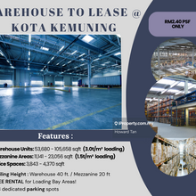Grade A warehouse to let @ Kota Kemuning