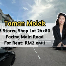 Taman Molek, 3 Storey Shop Lot 24x80, Facing Main Road, ROI 4.6%