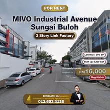 Mivo Industrial Avenue, Sungai Buloh 3 Story Link Factory For Rent