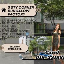 Limited Corner Bungalow Factory Kepong Segambut  For Sales