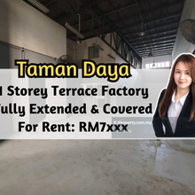 Taman Daya, 1 Storey Terrace Factory, Unblock, End Lot, Fully Extended