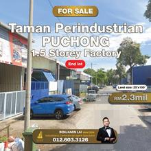 Taman Perindustrian Puchong @ 1.5 Storey Factory (Endlot) For Sale