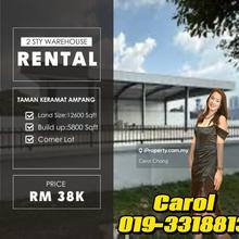 Corner Taman keramat Bungalow 2 Storey Factory Warehouse For Rent