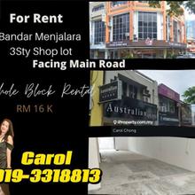 Facing Main Road 3 Storey Bandar Menjalara Shop For Rent 