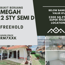 Below Value 8% Freehold 2 Sty Semi D House Megah Bukit Beruang MMU