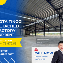 Kota Tinggi Open Shed Detached Factory for Rent