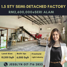 Seri Alam, 1.5 Storey Semi-Detached Factory For Sale