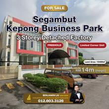 Segambut, Kepong Business Park 3 Storey Detached Factory for Sale