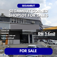 Segambut Tengah, KL 2 Storey Corner Shop for Sale