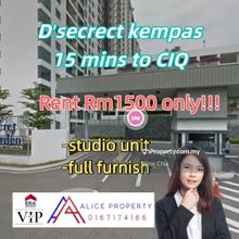 D'secrect kempas full furnish with balcony studio
