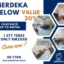 Below Value 20% Cash Back rm70k Renovated Teres Merdeka Batu Berendam