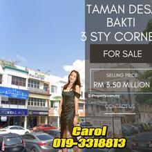 Corner 3 Storey Shop Lot Taman Desa Bakti Selayang For Sales
