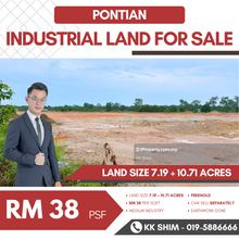 Pontian 17.9 Acres Industrial Land for Sale