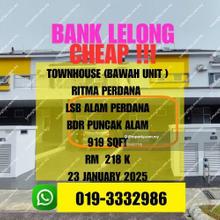 Bank Lelong Bumi Lot Townhouse Lower Unit Rimta Perdana Puncak Alam