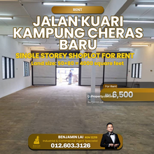 Jalan Kuari Kampung Cheras Baru Single Storey Shoplot For Rent 
