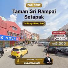 Taman Sri Rampai, Setapak 3 Story Shop Lot For Rent