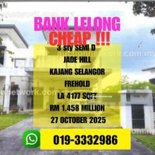Bank Lelong Freehold 3 Storey Semi D Jade Hill Kajang Selangor