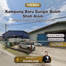 Kampung Baru Sungai Buloh 2-Sty Factory cum 3-Sty Office For Sale