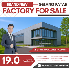 Brand New Gelang Patah 530,000sqft 1.5 Stry Detached Factory for Sale