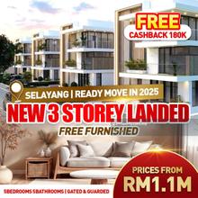 Selayang 3 Storey New Landed with 5r5b Free Cashback 180k 0%Downpaymet