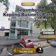 Segambut, Kepong Business park 3storey Detached Factory for Rent