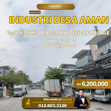 Industri Desa Aman 3-sty semi-d factory/office For Sale 