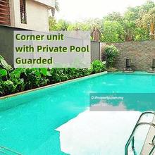 2sty semi d corner unit, gate n guarded, part furnisheh, swimming pool
