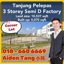 Tanjung Pelapas Semi D Factory Corner Lot for Sale