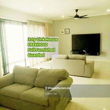 Full furnished, 3sty link house, freehold, renovated, guarded