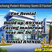 Limited 4 Storey Semi-D Factory Puchong Puteri For Rent